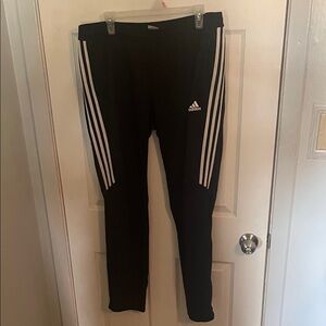 Adidas Black Joggers with White Stripes